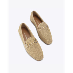 Beige woven dress shoe